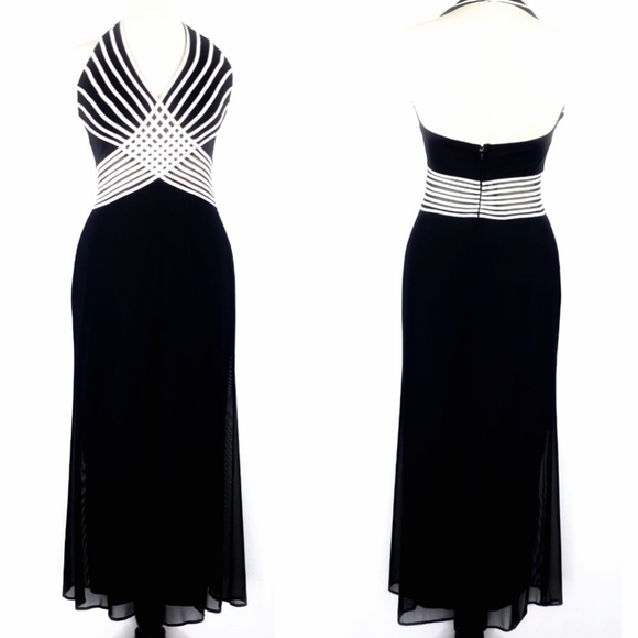 Tadashi vintage 1990s high neck halter stretch gown size pxs